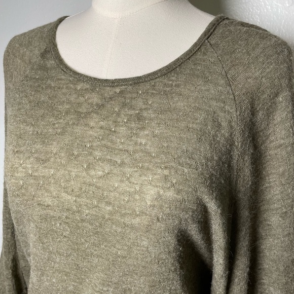 A'REVE Anthropologie Kimono Sleeve Lace Bottom Tie Back Brown Knit Top Size L - Picture 11 of 12